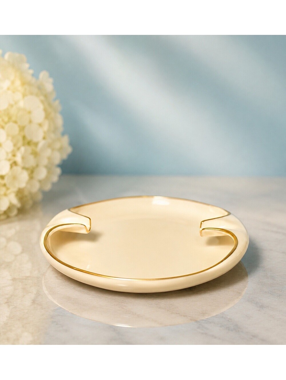 Lenox 1970s Ashtray Ivory Porcelain Gold Rim, 5.5"